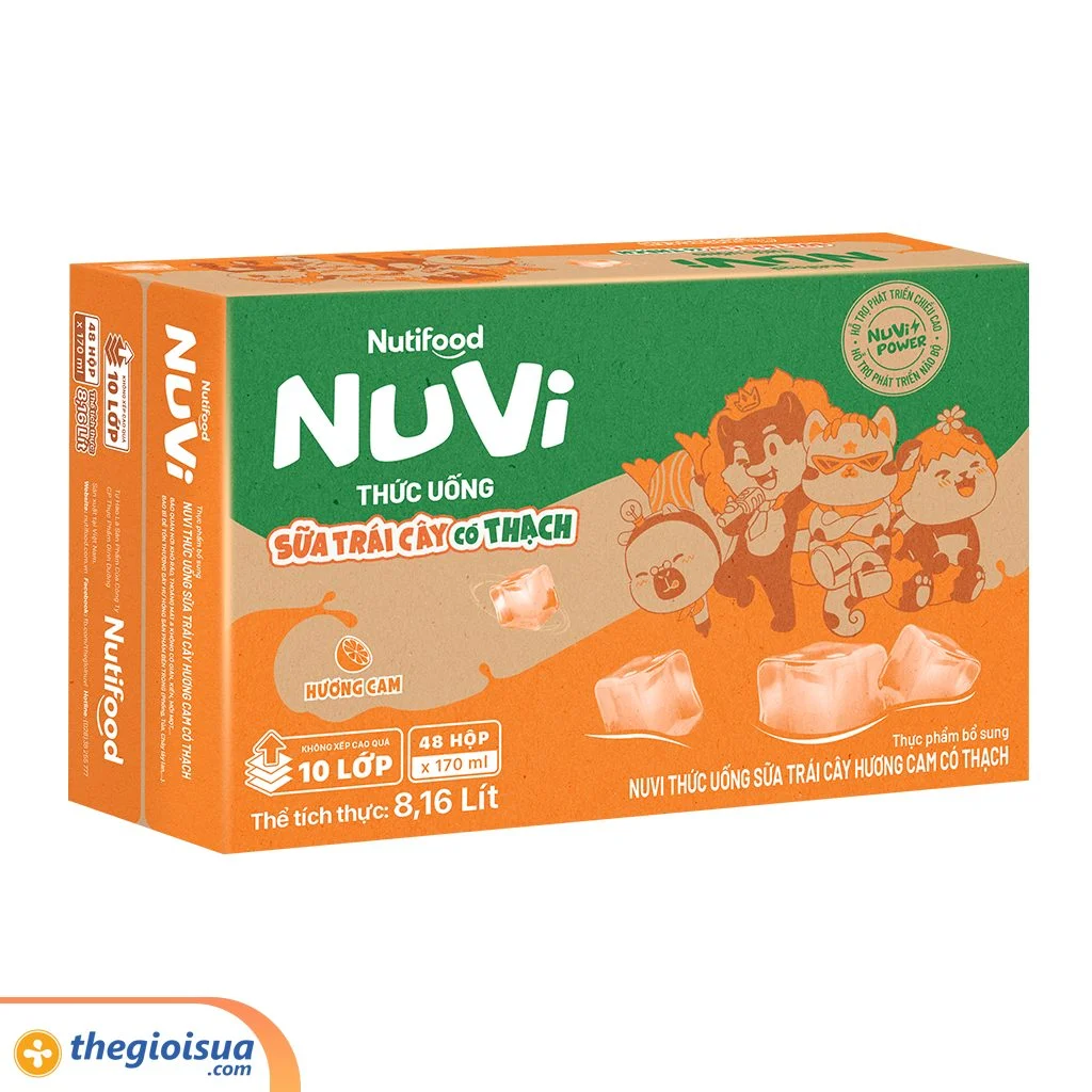 Sữa uống NuVi có thạch hương cam hộp 170ml