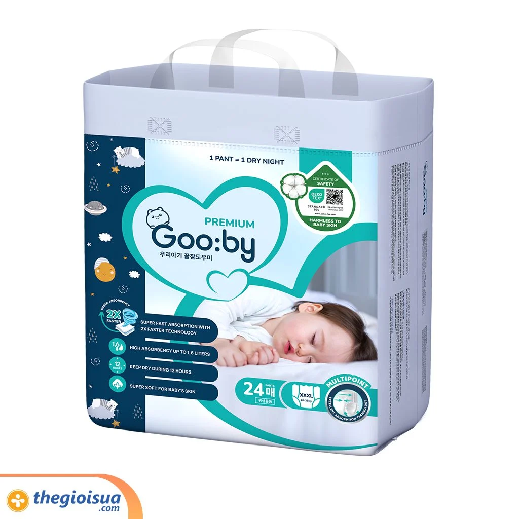 Bỉm quần Goo:by Premium size XXXL 24 miếng (cho bé 20 – 35kg)