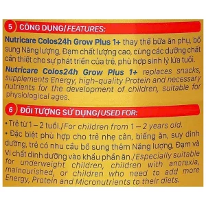 Sữa bột Nutricare colos 24H grow plus 1+ 850g (Từ 1-2 tuổi)