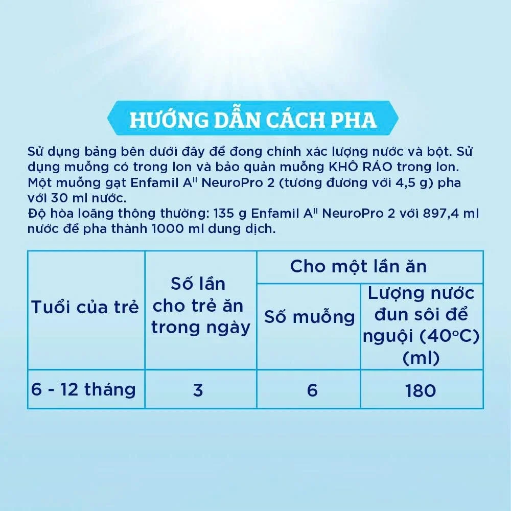 Sữa Enfamil A2 NeuroPro số 2 (Infant Formula, 6-12 tháng)