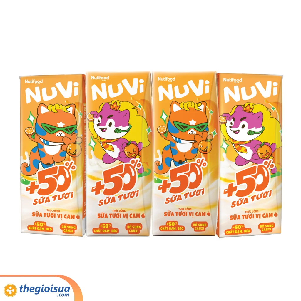Sữa tươi trái cây tươi Nuvi cam hộp 180ml