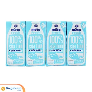 Sữa tươi ít đường bổ sung sữa non Meta Fresh 4*180ml