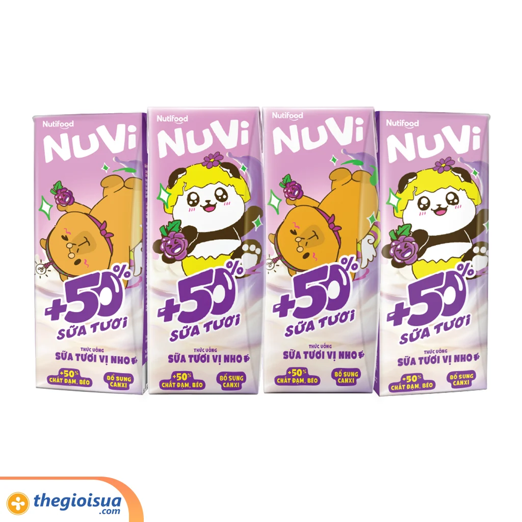 Sữa tươi trái cây tươi Nuvi Nho hộp 180ml