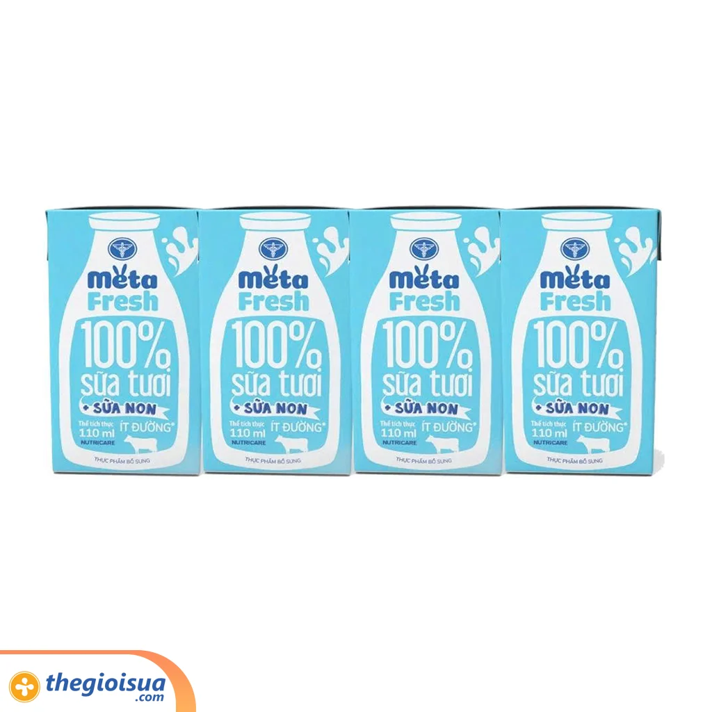 Sữa tươi ít đường bổ sung sữa non Meta Fresh 4*110ml