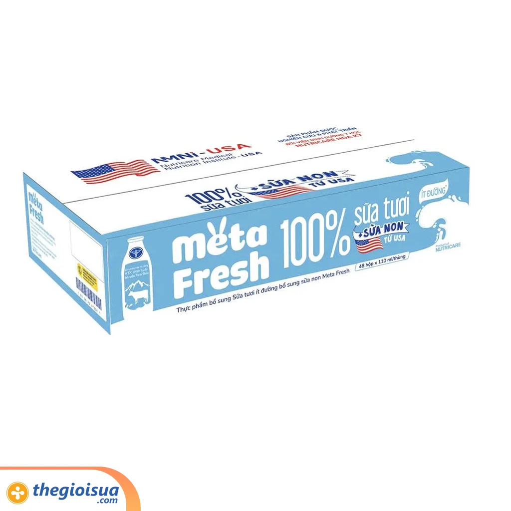 Sữa tươi ít đường bổ sung sữa non Meta Fresh 4*110ml