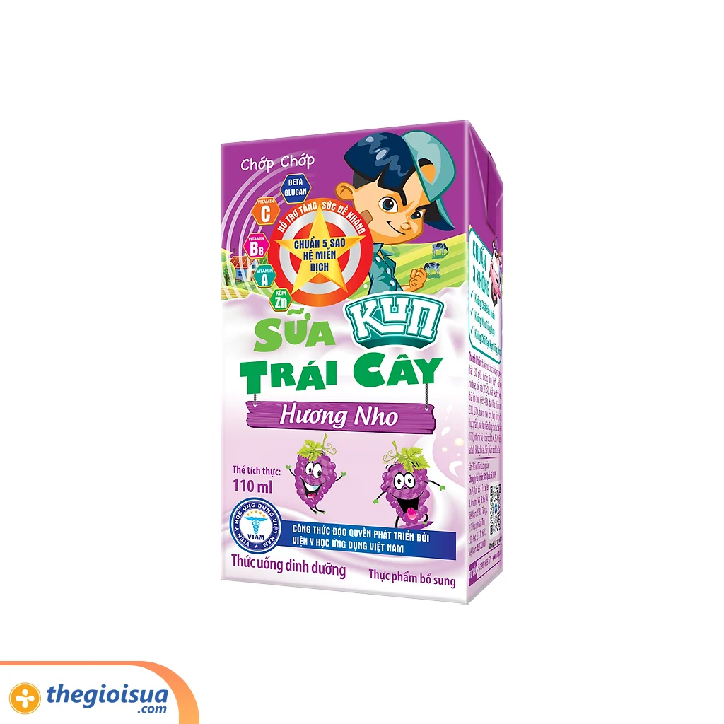 Sữa trái cây Lif Kun hương nho 4 x 110ml