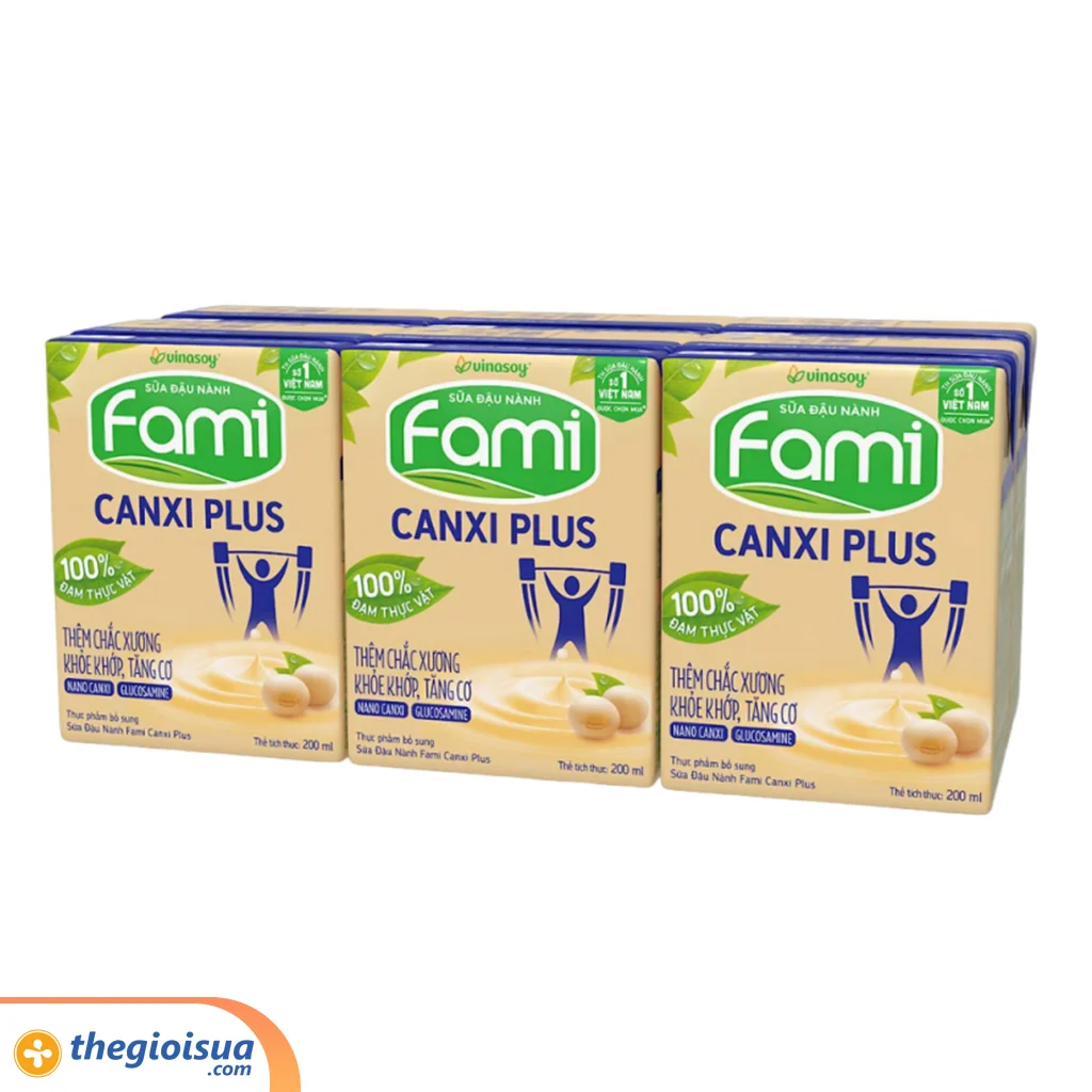 Sữa đậu nành Fami Canxi Plus lốc 6x200ml – thùng 6 lốc
