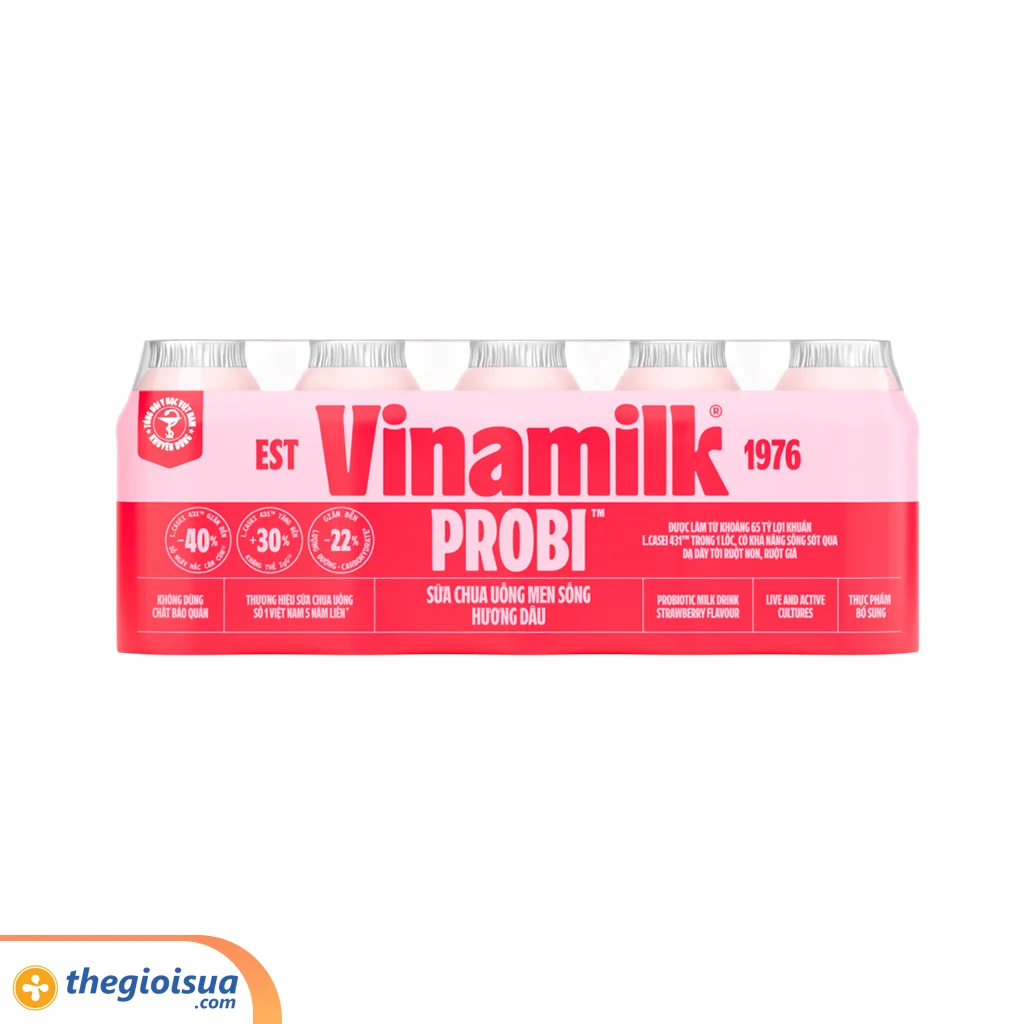 Sữa chua uống men sống Vinamilk Probi Dâu 5x65ml