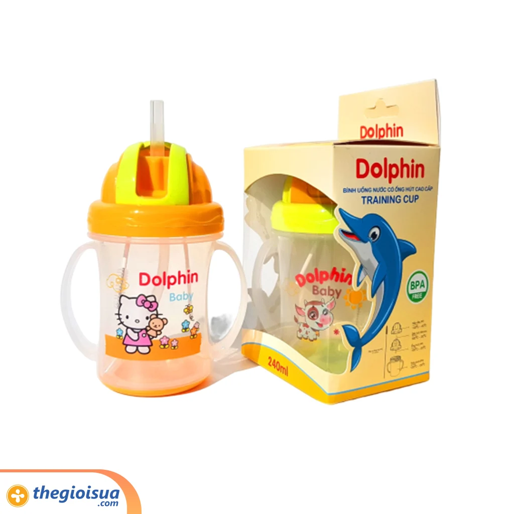 Bình sữa có ống hút cao cấp Training Cup Dolphin