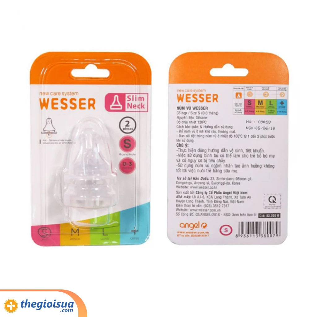 Núm ty Wesser cổ nhỏ size S (vỉ 2 cái) - giá 1 cái