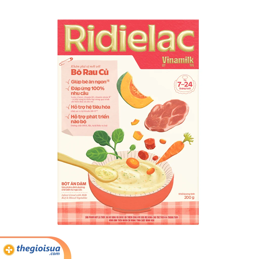 Bột ăn dặm Ridielac Gold Bò rau củ hộp giấy 200g