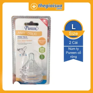 Vỉ 2 núm ty Pureen cổ rộng Size L