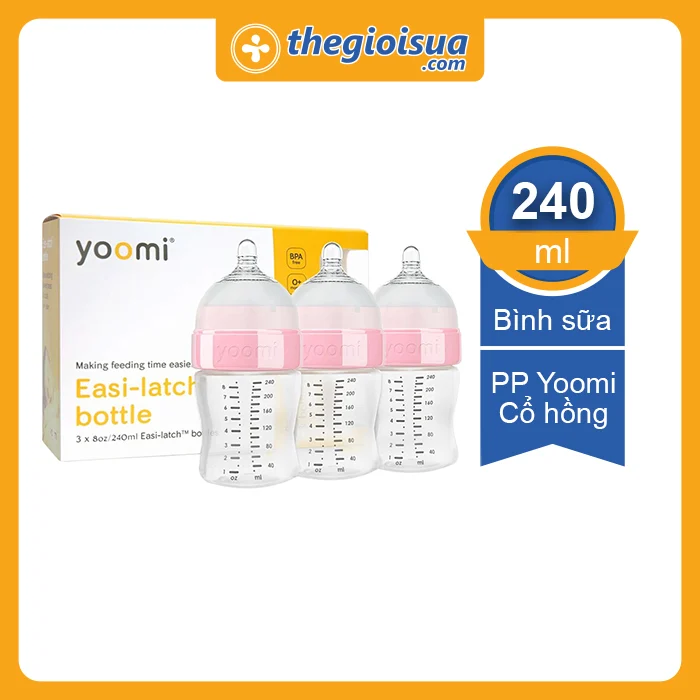 Bình sữa cao cấp PP Yoomi Cổ hồng 240 ml