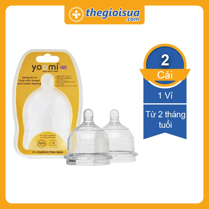 Núm ty silicon siêu mềm Yoomi - từ 2tháng (Vỉ 2 cái)