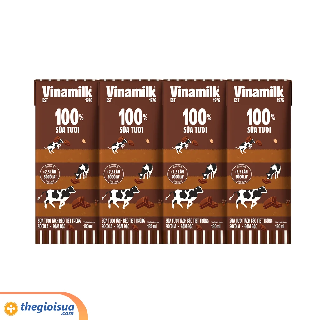 Sữa tươi Vinamilk tiệt trùng tách béo sôcôla 180ml