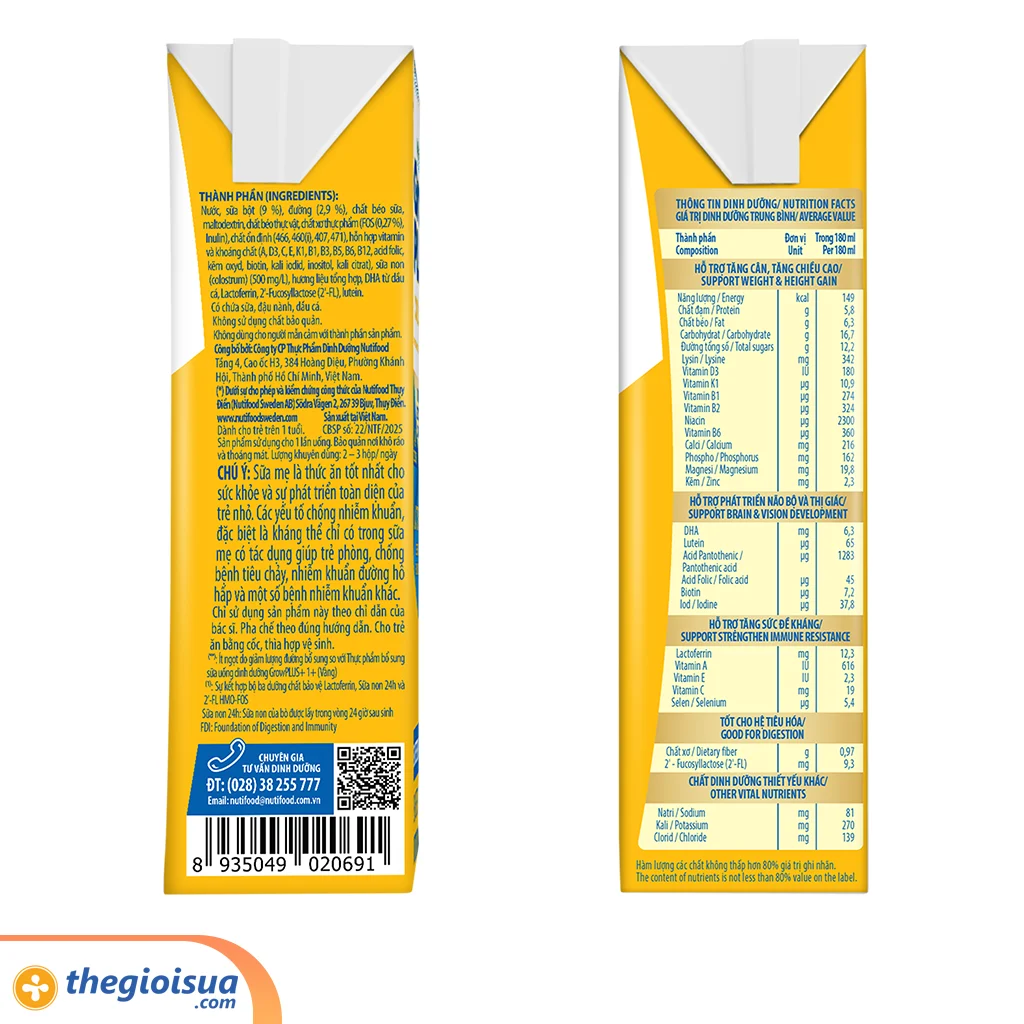 Sữa Uống Dinh Dưỡng Grow Plus+ colostrum Lactoferrin 180ml