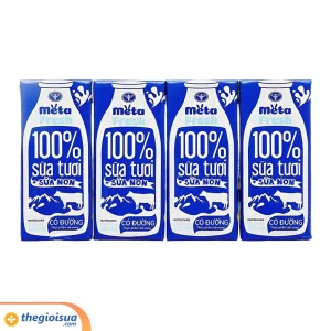 Sữa tươi có đường bổ sung sữa non Meta Fresh 4*180ml