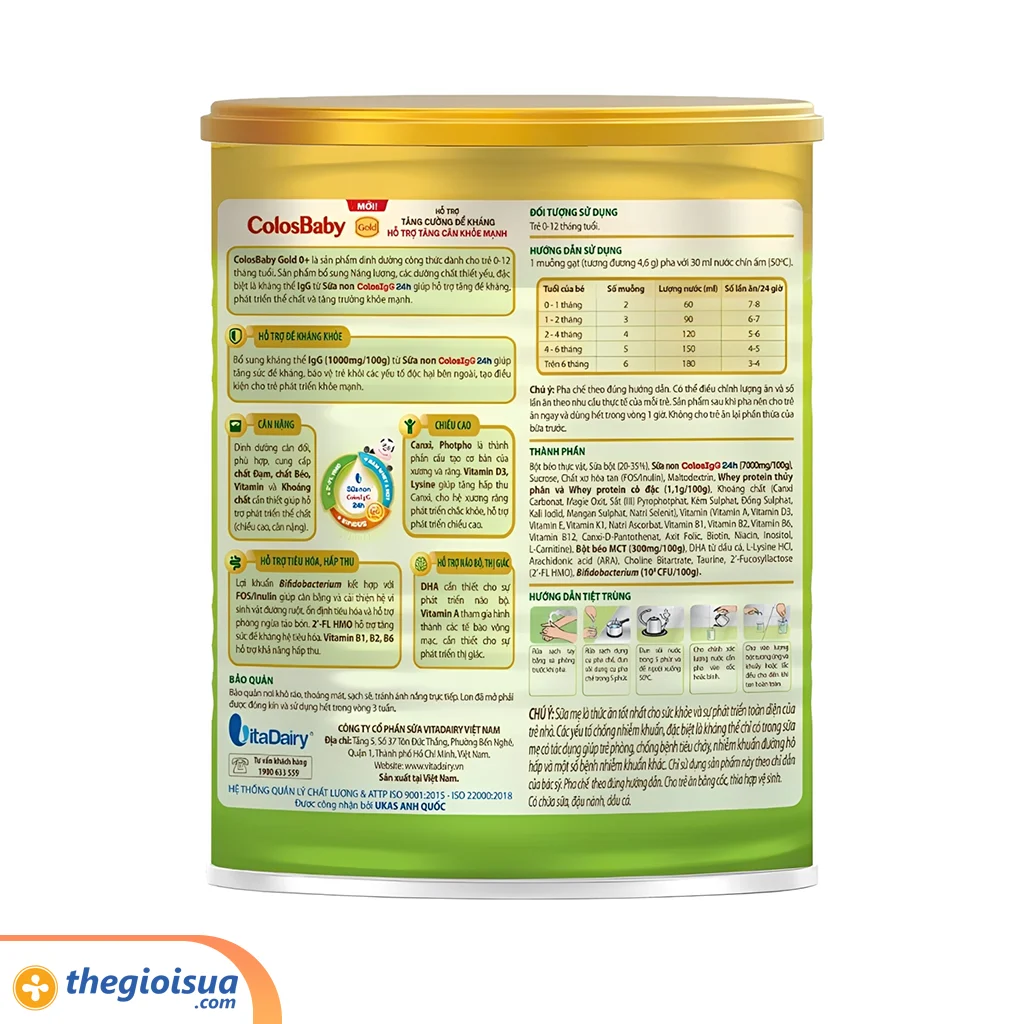 Sữa bột dinh dưỡng công thức ColosBaby Gold 0+ 400g