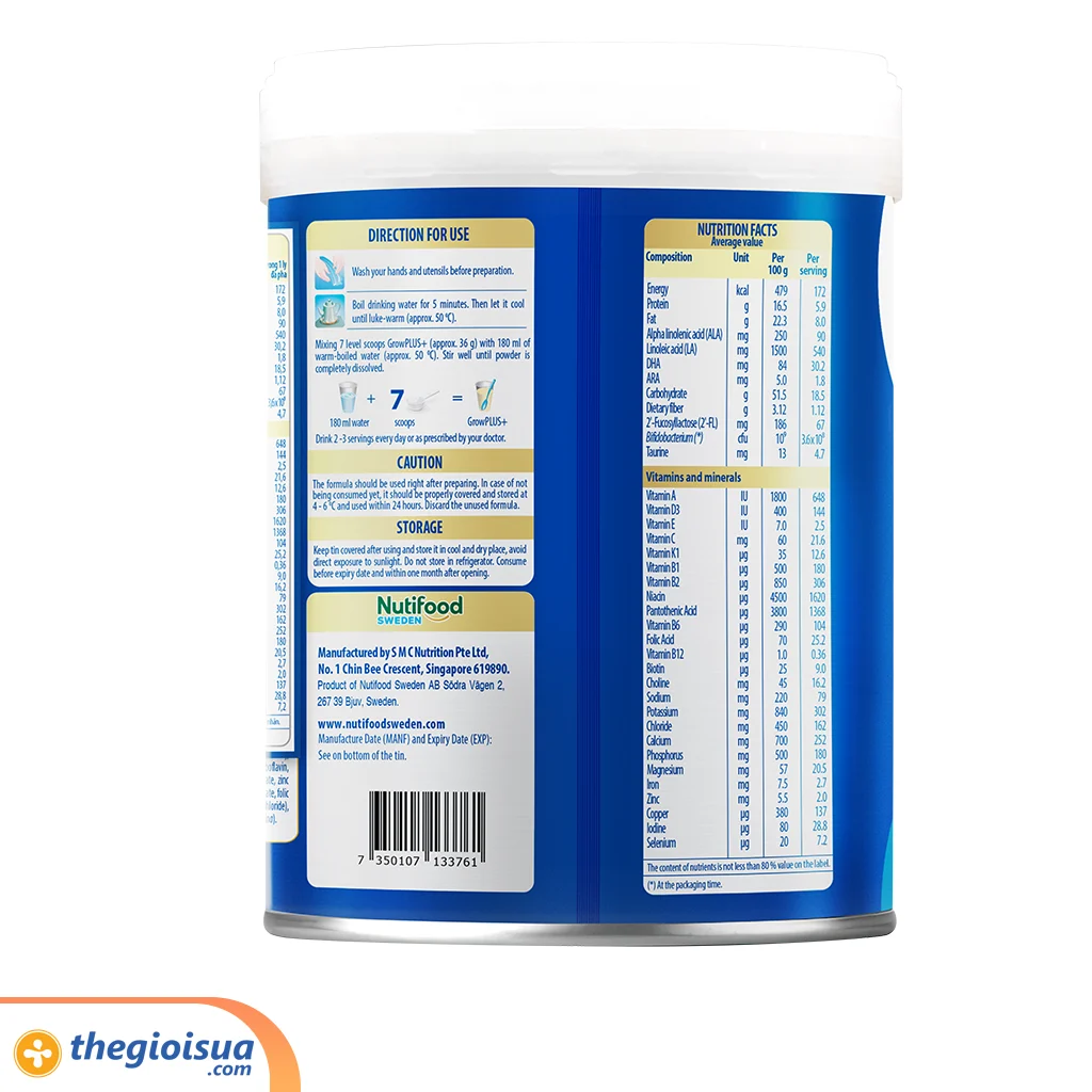 Sữa bột Growplus 2+ XANH NHẠT 800G (2 tuổi trở lên)