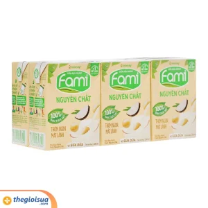 Sữa đậu nành Fami nguyên chất vị sữa dừa lốcx200ml - thùng 6 lốc