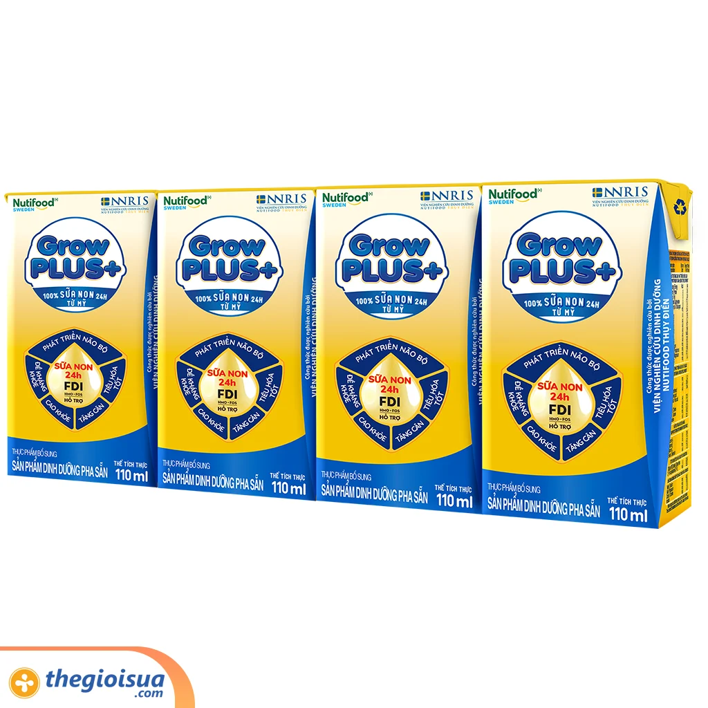Sữa bột pha sẵn GrowPLUS+ Vàng trên 2 tuổi - Sữa non tăng đề kháng 110ml