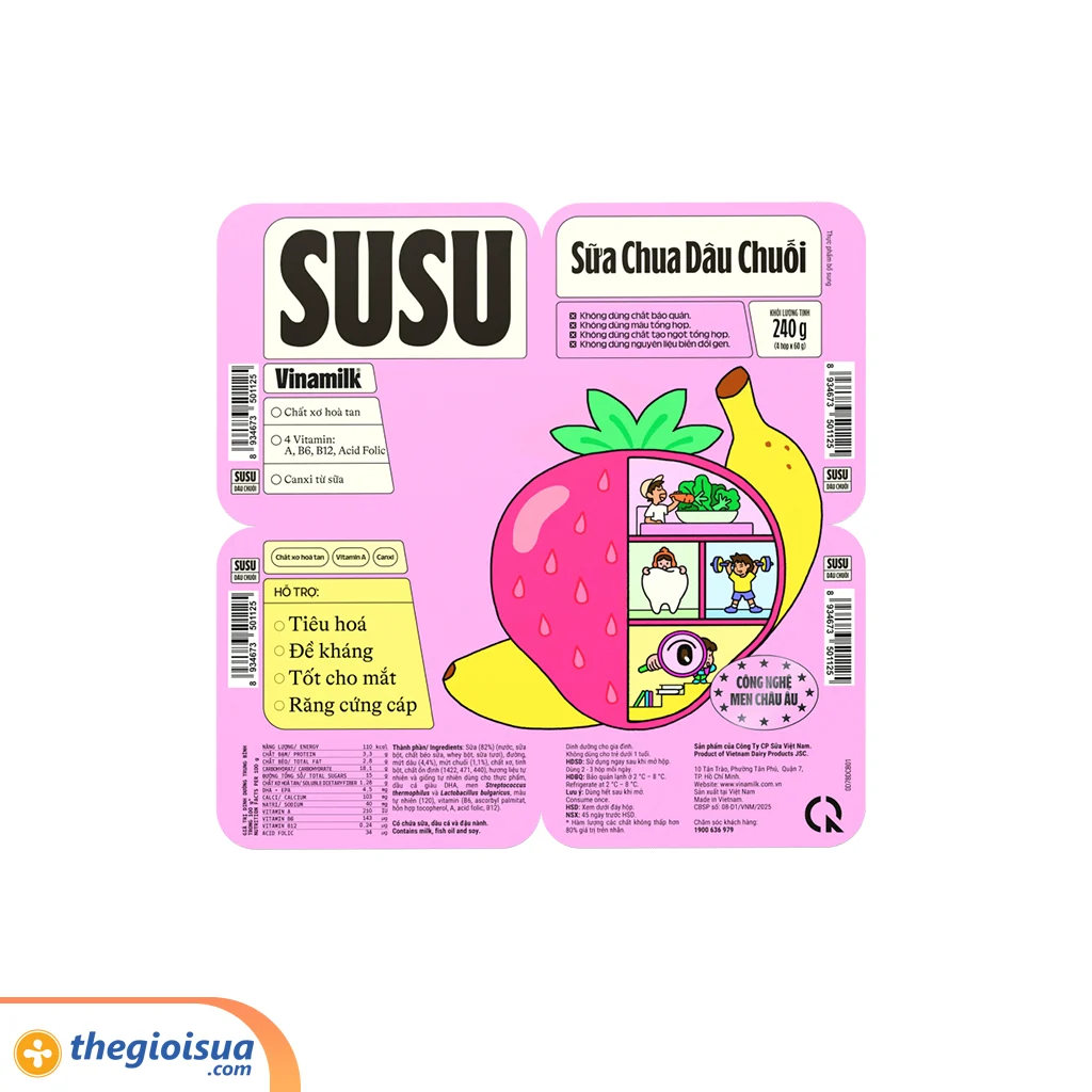 Sữa chua ăn Vinamilk SuSu vị dâu chuối 60g