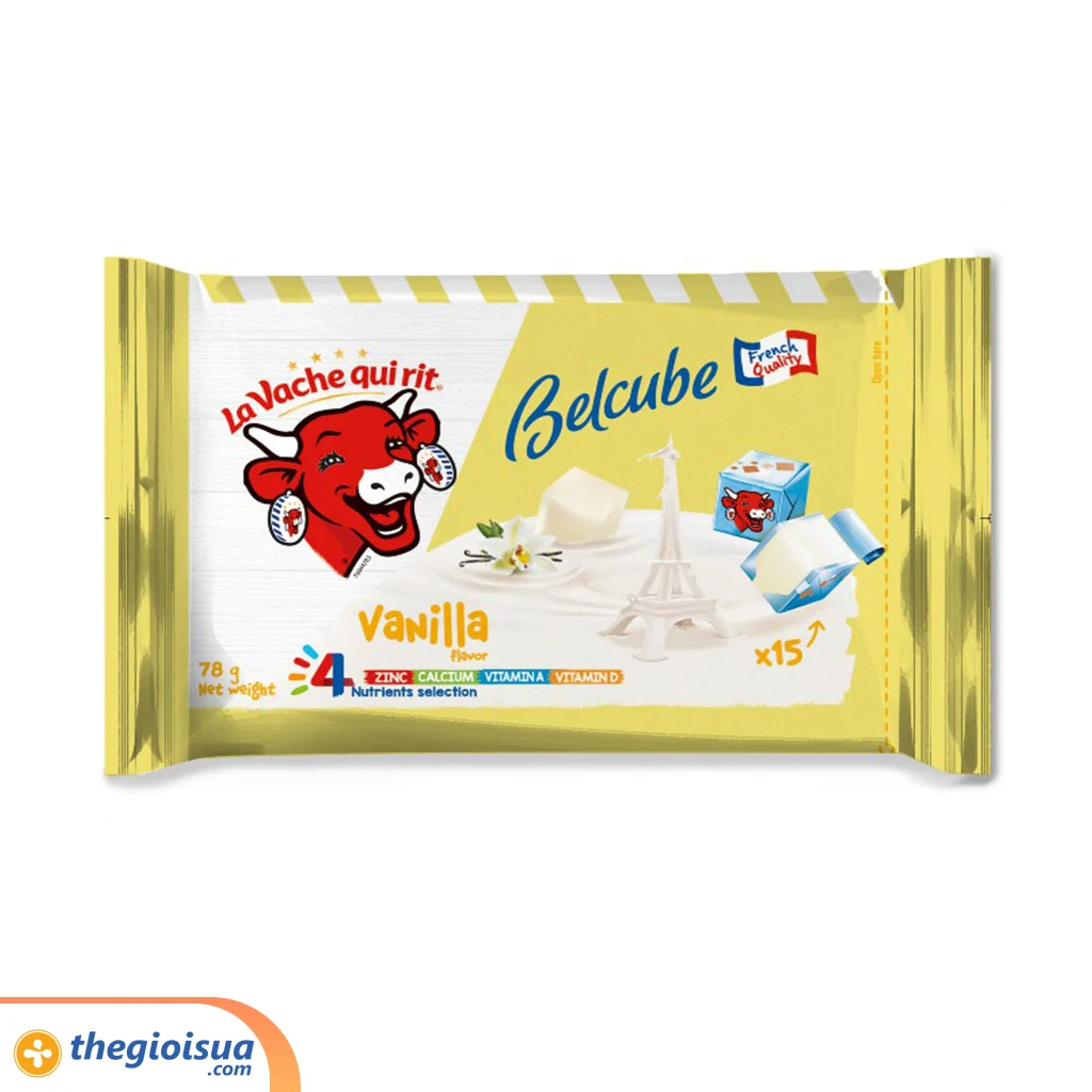 Phô mai vuông Belcube ngọt vị vani 78g
