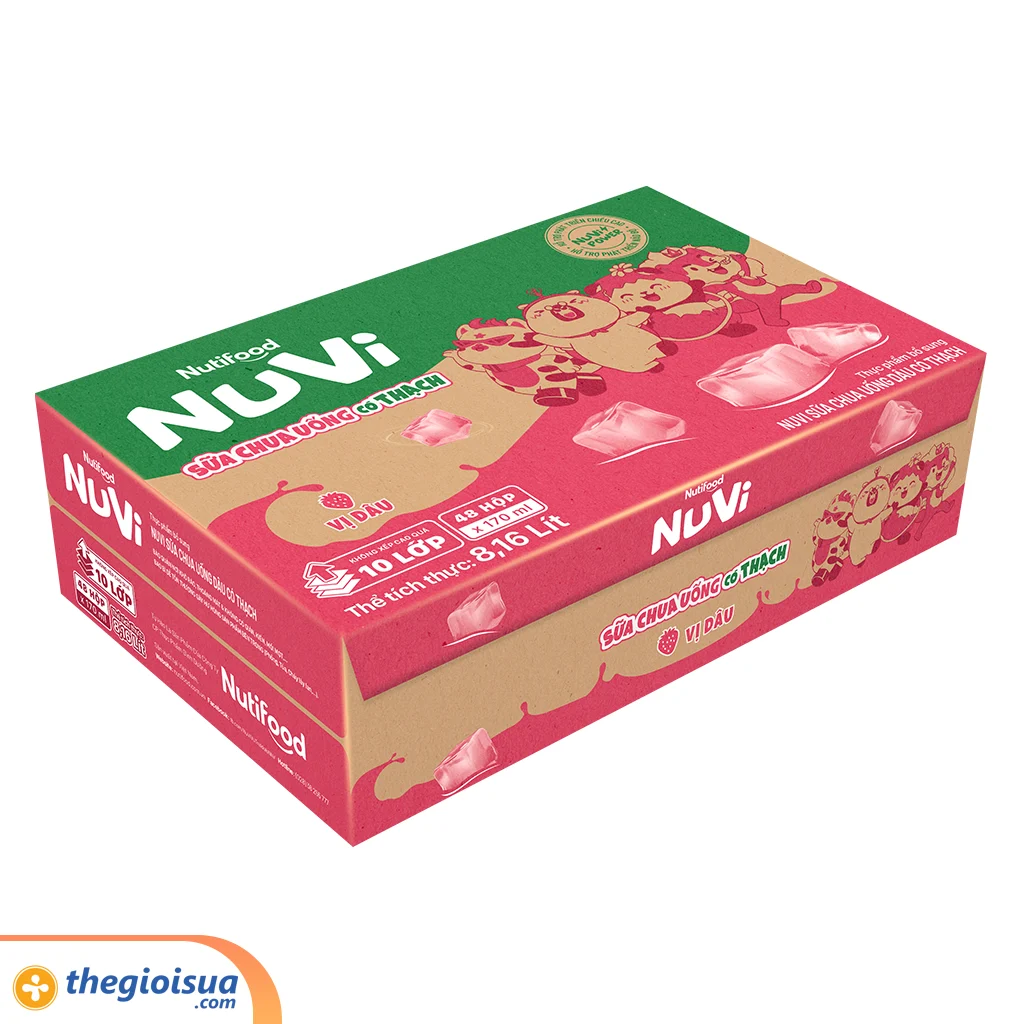 Sữa chua uống NuVi Dâu có thạch hộp 170ml