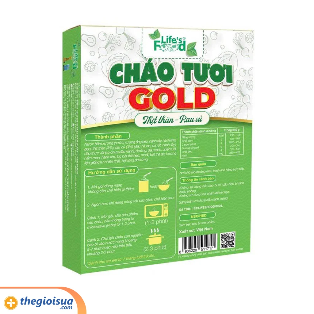 Cháo tươi GOLD – Thịt thăn rau củ gói 240g