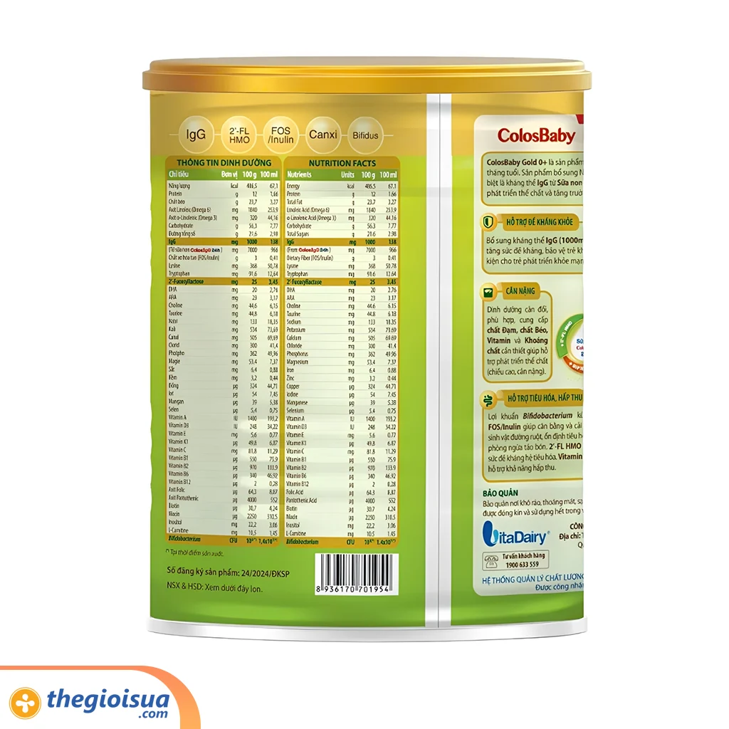 Sữa bột dinh dưỡng công thức ColosBaby Gold 0+ 400g