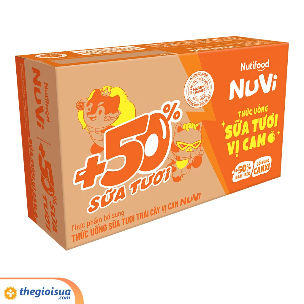 Sữa tươi trái cây tươi Nuvi cam hộp 180ml