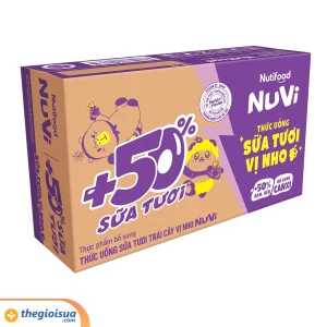 Sữa tươi trái cây tươi Nuvi Nho hộp 180ml