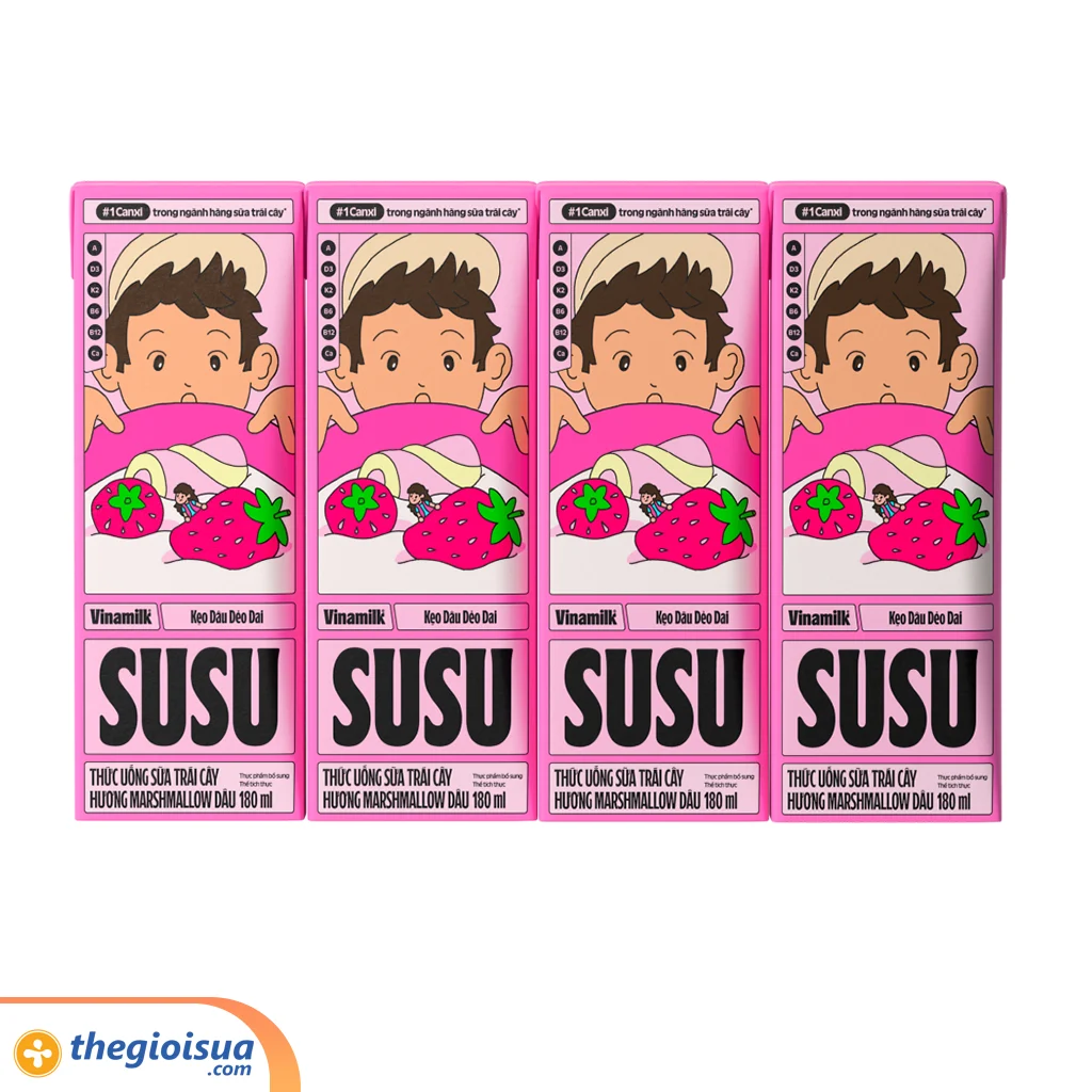 Thức uống trái cây hương Mashmallow Dâu VNM Susu 180ml