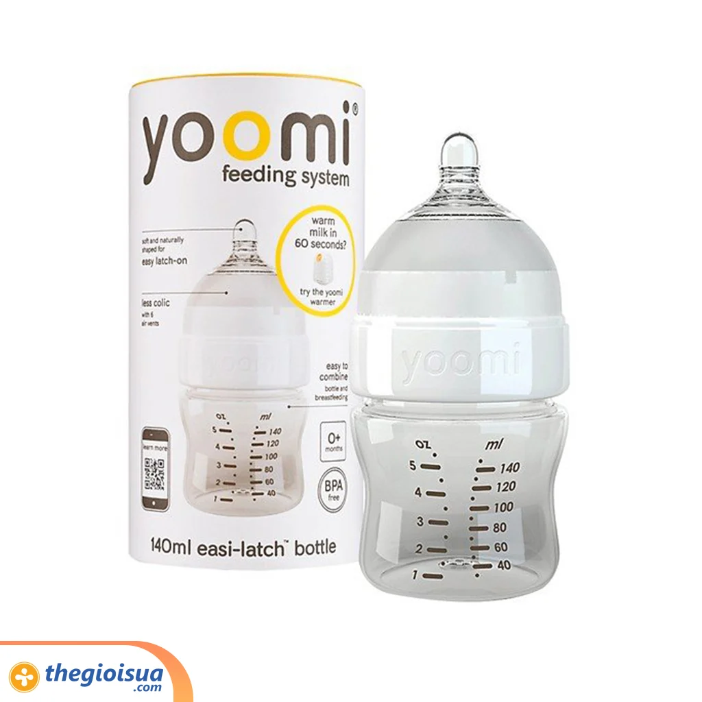 Bình sữa cao cấp PP Yoomi Cổ trắng 140 ml