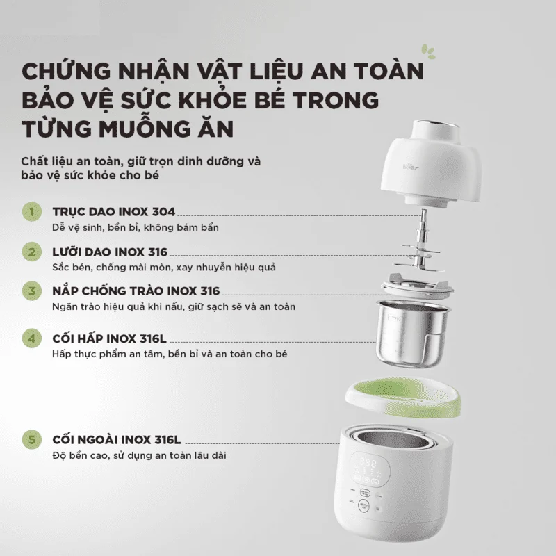 Máy xay nấu thức ăn 0.35L Bear BFM-045KN