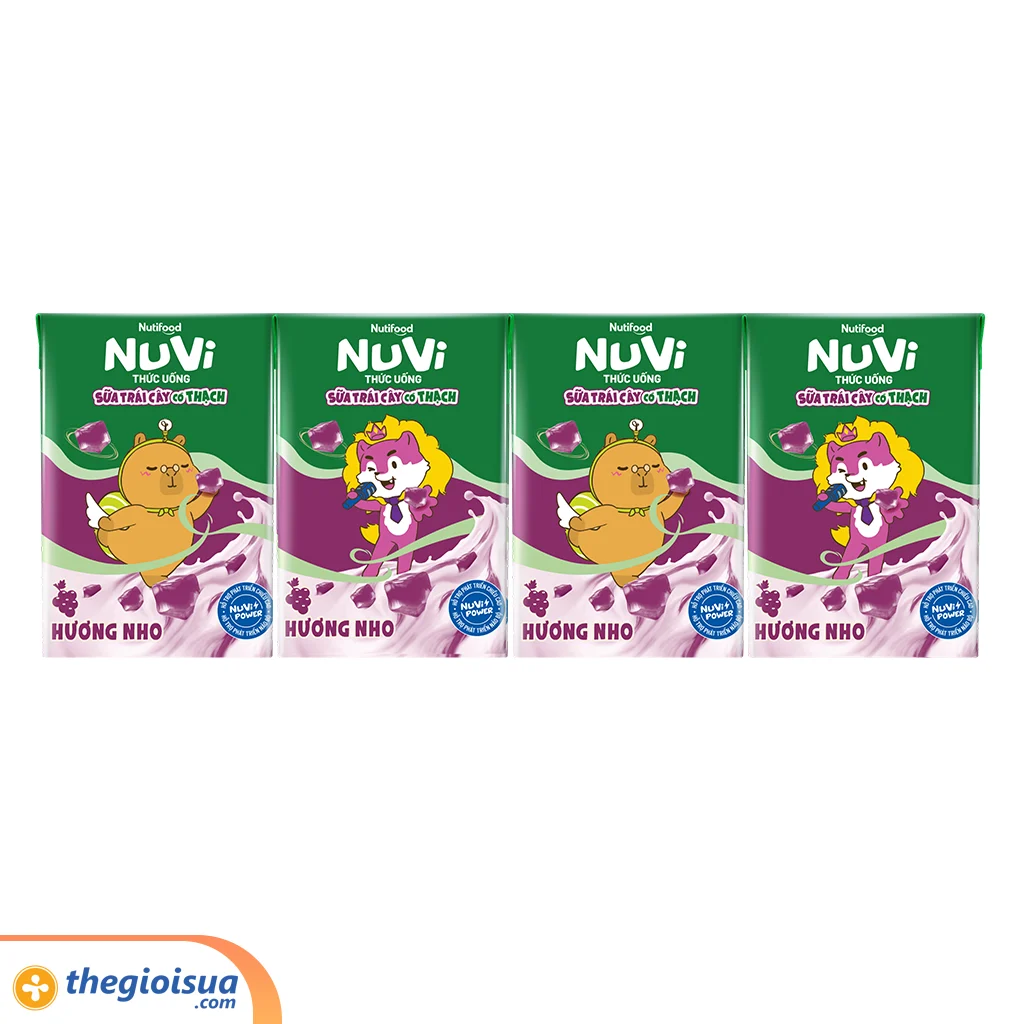 Sữa uống trái cây Nuvi Nho có thạch hộp 100ml