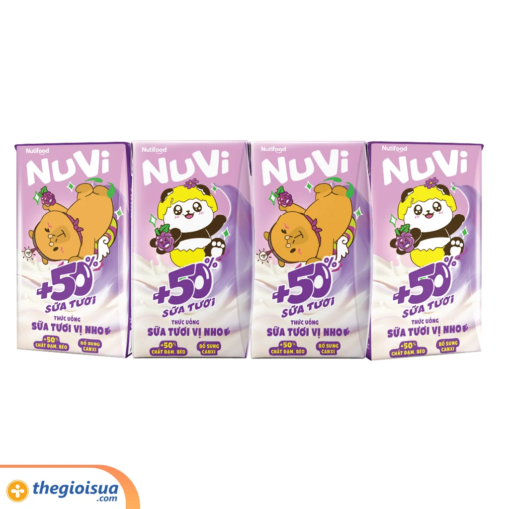 Sữa tươi trái cây tươi NuVi Nho Hộp 110ml
