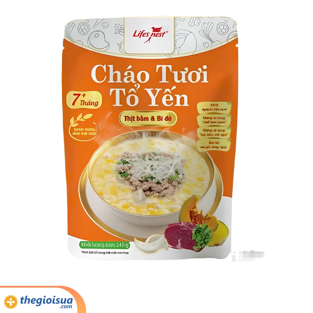 LifesNest – Cháo tươi tổ yến thịt bằm bí đỏ gói 240g