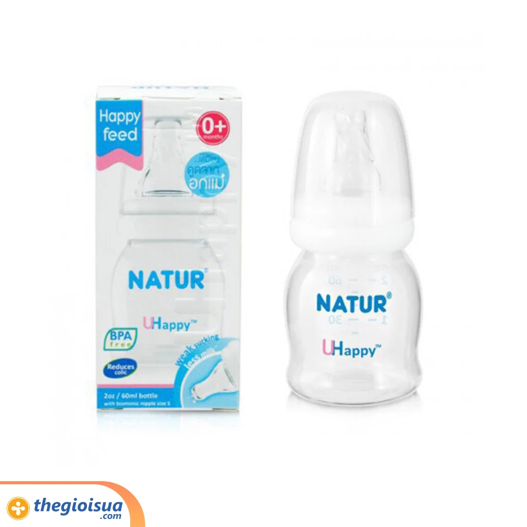 Bình sữa Natur UHappy 60ml Cổ nhỏ