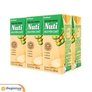 Sữa đậu nành Nuti Nguyên Chất hộp 200ml, lốc 6 hộp, thùng 6 lốc