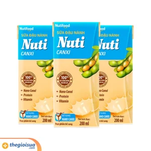 Sữa đậu nành Nuti Canxi hộp 200ml – Lốc 6 hộp, thùng 6 lốc