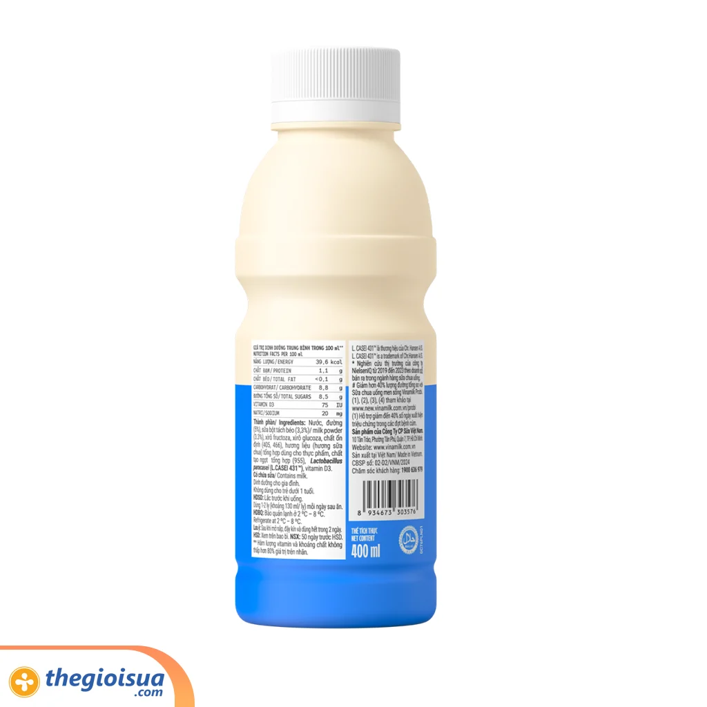 Sữa chua uống men sống ít đường Vinamilk Probi 400ml