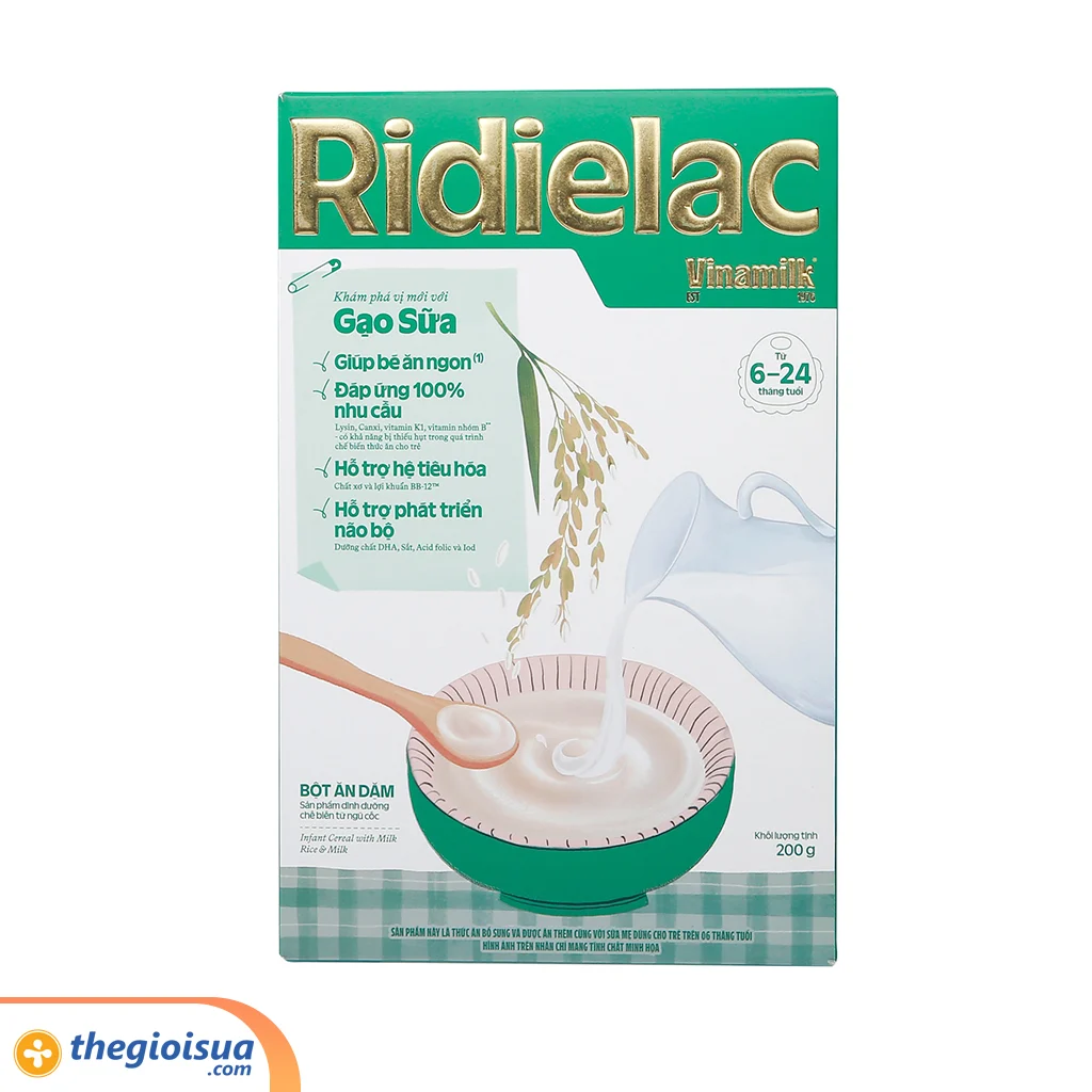 Bột ăn dặm Ridielac Gạo sữa hộp giấy 200g