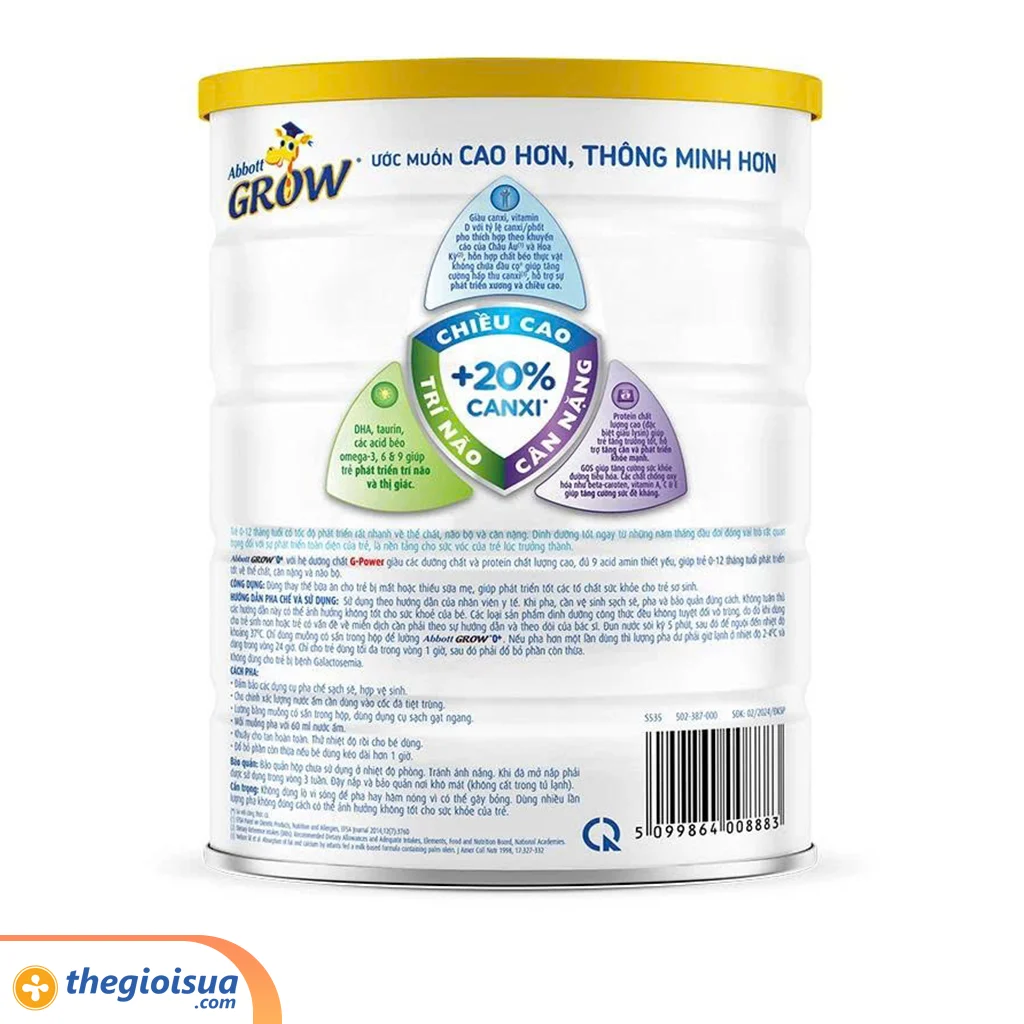 Sữa bột Abbott Grow 0+ 800g (Từ 0-12 tháng)