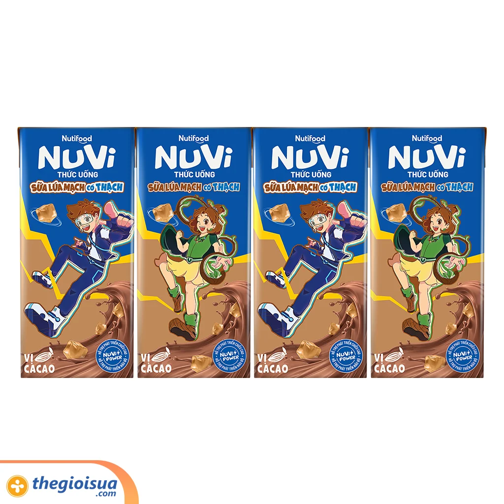 Sữa uống NuVi lúa Mạch cacao có thạch hộp 170 ml