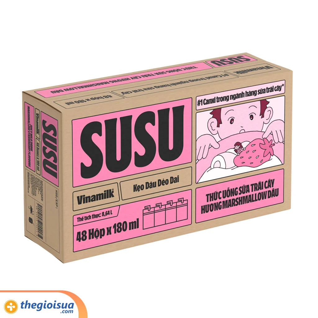 Thức uống trái cây hương Mashmallow Dâu VNM Susu 180ml