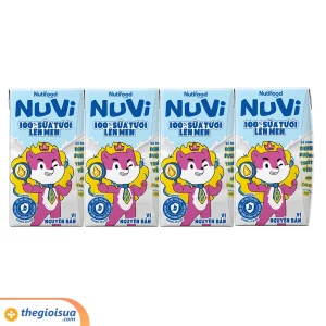 Sữa Tươi Lên Men Tiệt Trùng NUVI Vị Nguyên Bản 4x100ml