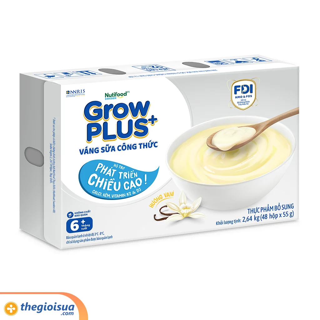 Váng sữa công thức sữa non GrowPLus+ Vanilla ( Bạc) Lốc 4x55g