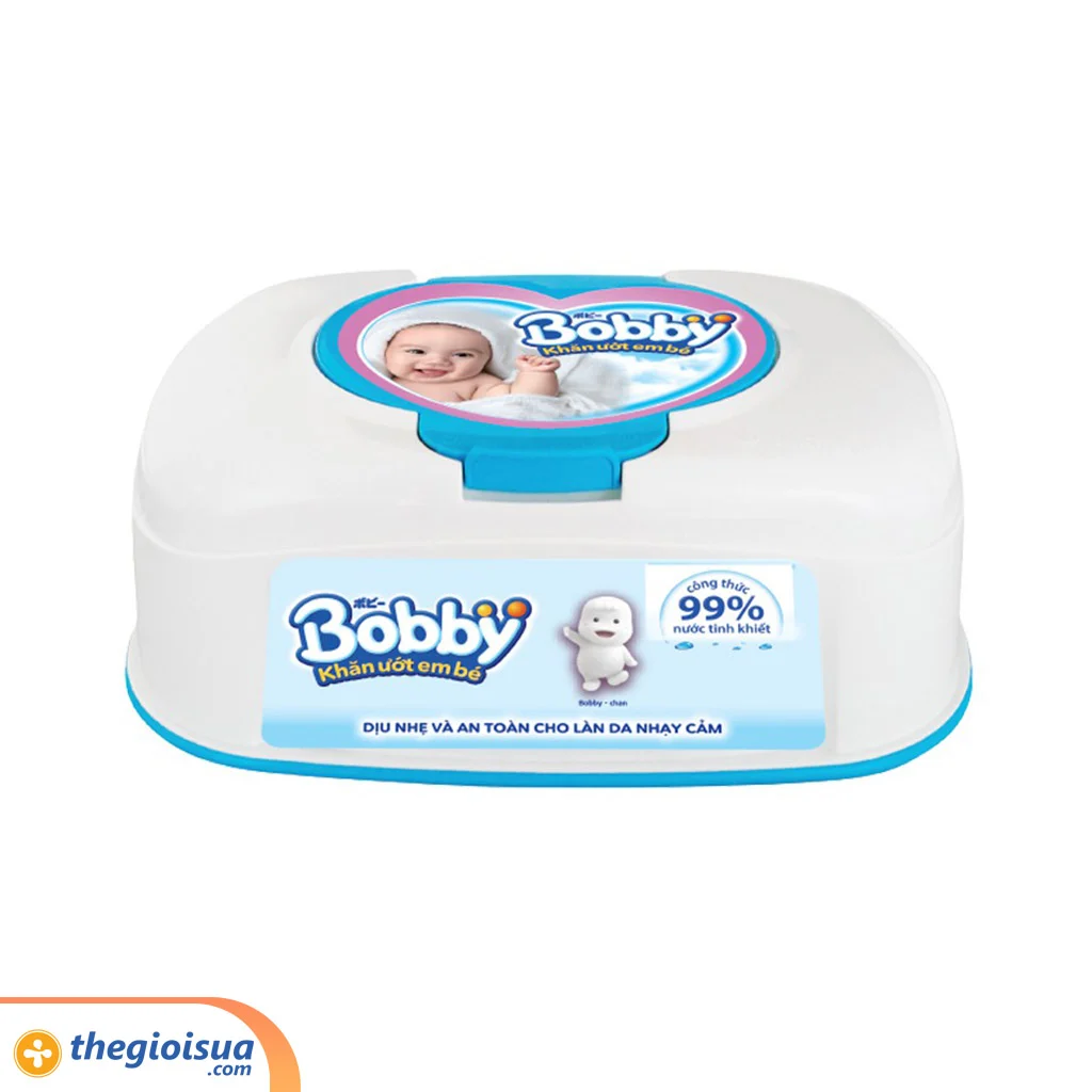 Khăn ướt Bobby hộp tiện lợi 80 tờ (hộp vuông)