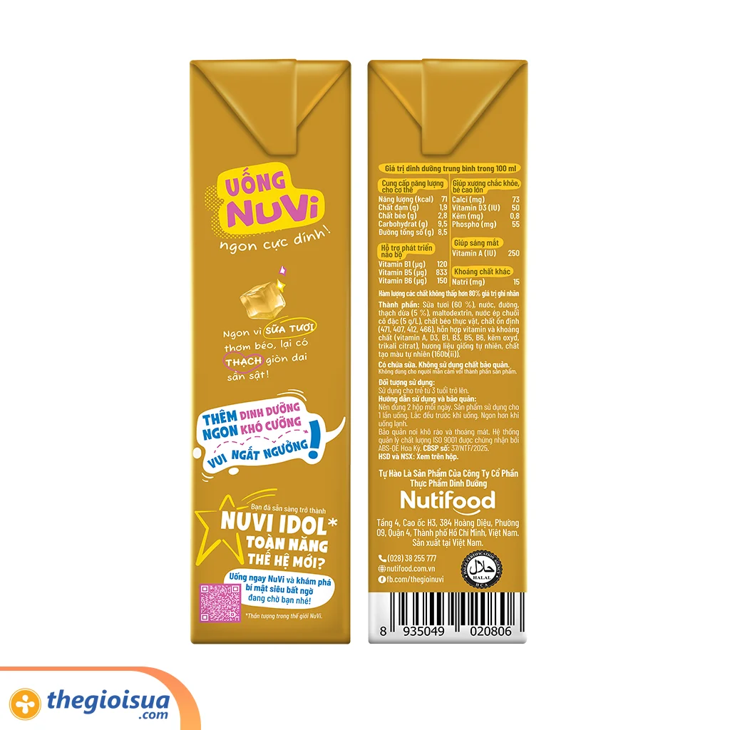 Sữa Tươi NUVI có thạch vị Chuối hộp 170ml